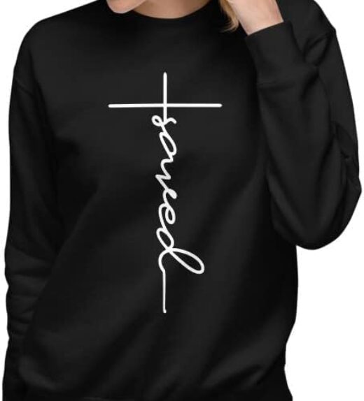 Native Raven Saved Cross Sweatshirt For Women Christian Message Premium Material Crew Neck Pullover (1)