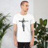 Native Raven Statue Style Cross Men's Organic Cotton Christian T-Shirt (2)