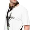 Native Raven Statue Style Cross Men's Organic Cotton Christian T-Shirt (3)