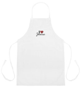 I Love Jesus Christian Message Embroidered Adjustable Cooking Apron With Two Pockets